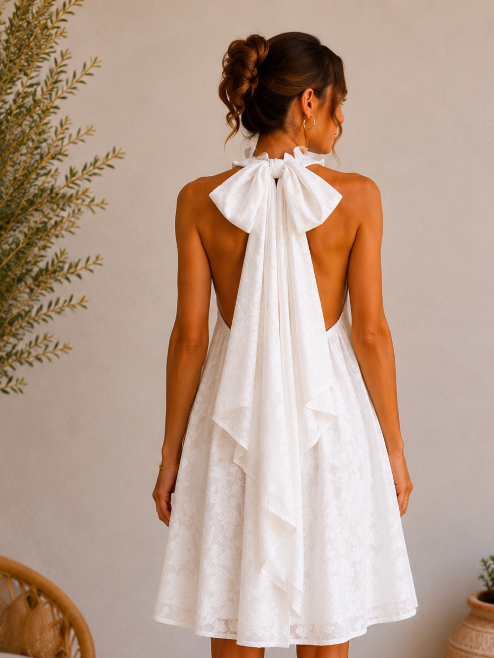 Sachin & Babi x Dillard’s White Backless Bow Dress Party Bridal Shower Size‎ 14
